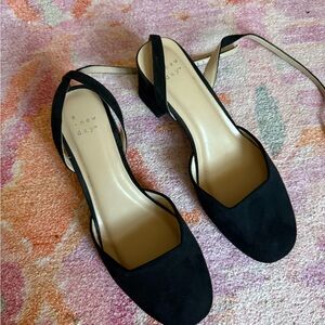 A New Day Black Flats with Ankle Strap